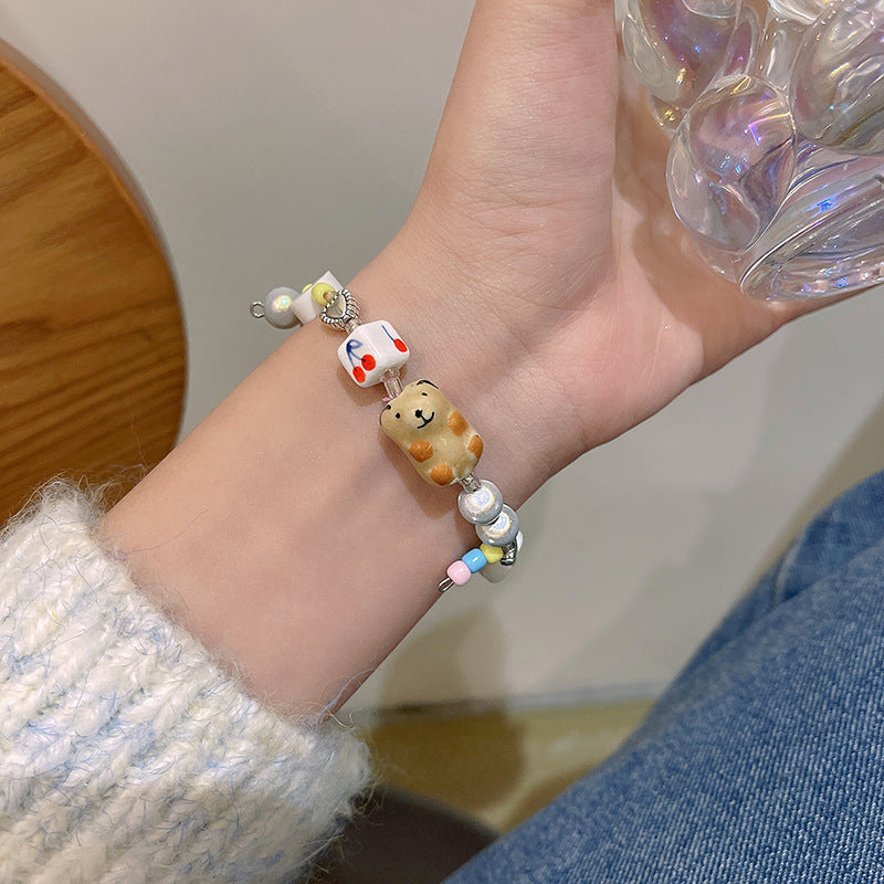 Cute Colorful Beaded Bracelet Niche Pearl