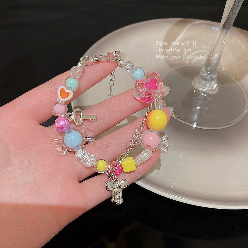 Cute Colorful Beaded Bracelet Niche Pearl