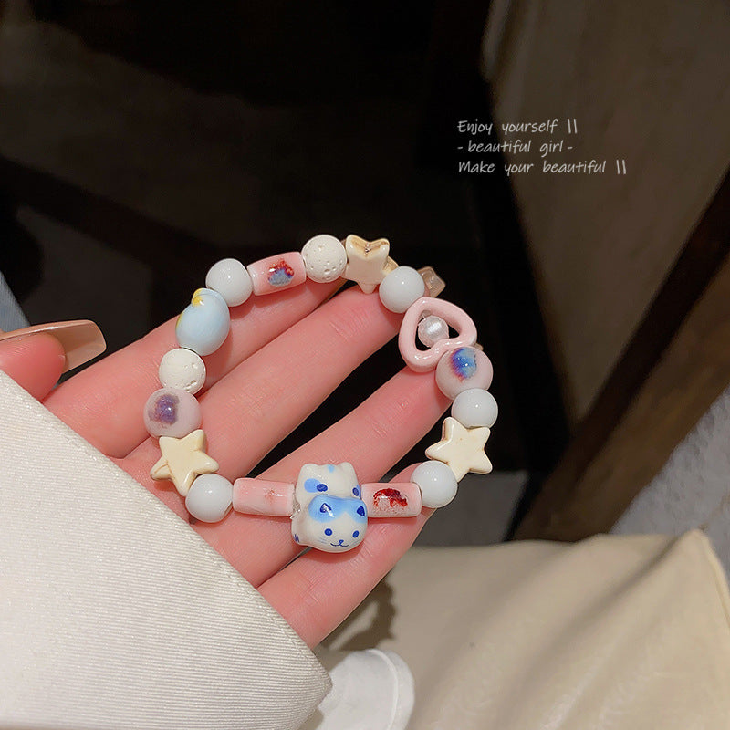 Cute Colorful Beaded Bracelet Niche Pearl