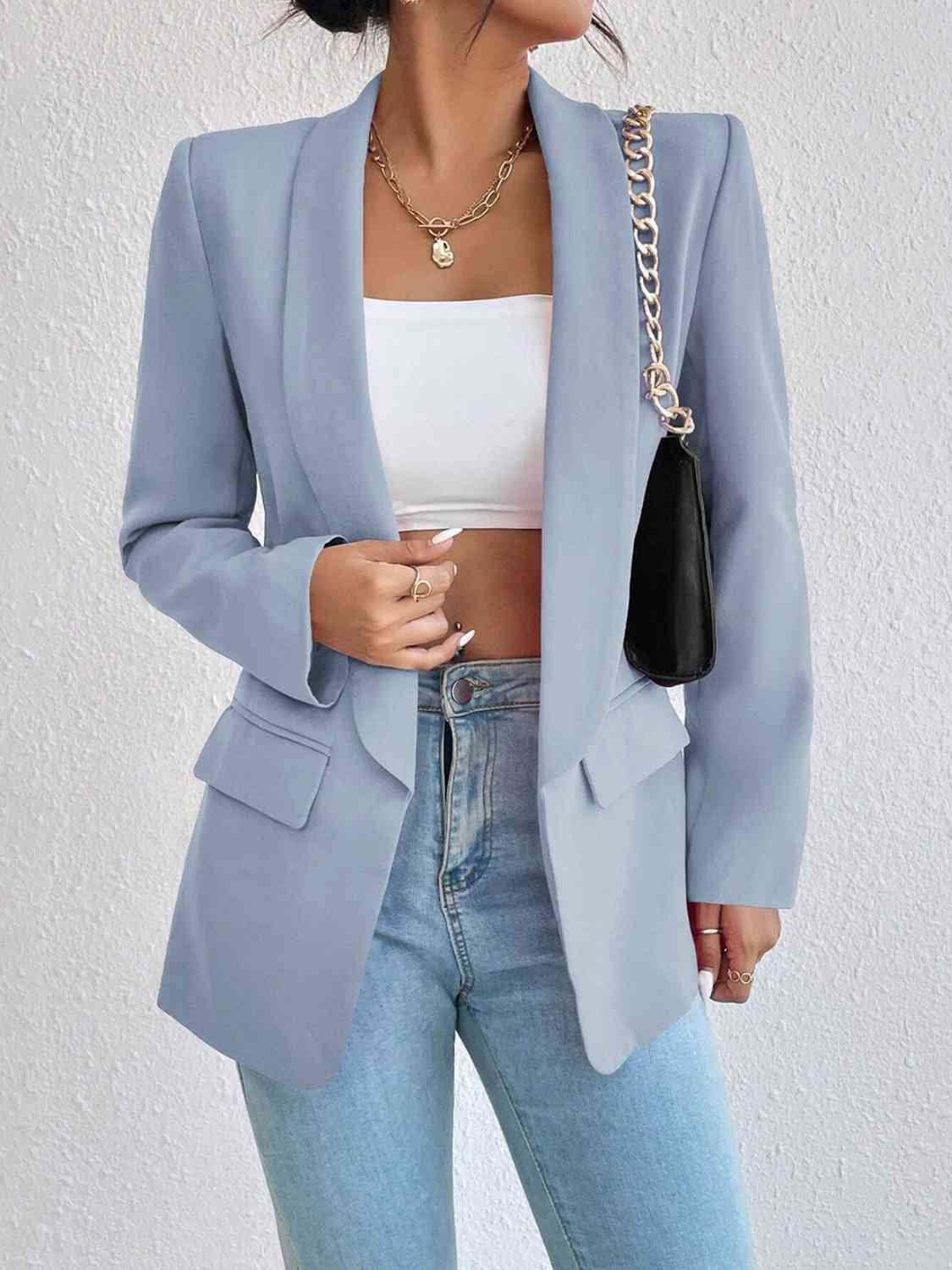 Double Take Shawl Collar Long Sleeve Blazer, us.meeeshop