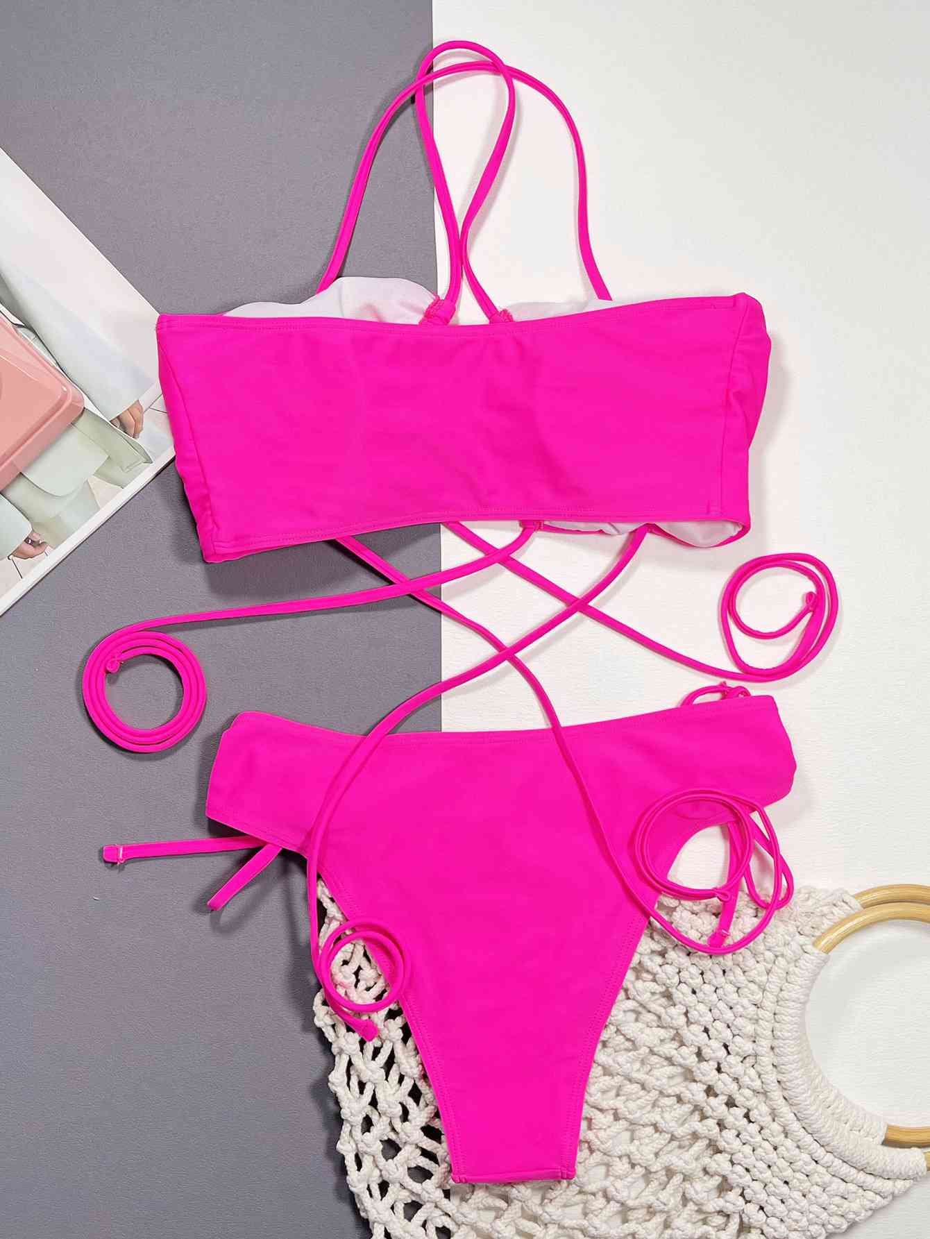 Halter Neck DrawstringBikini Set