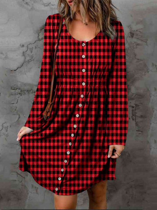 Plaid/Long Sleeve Dress